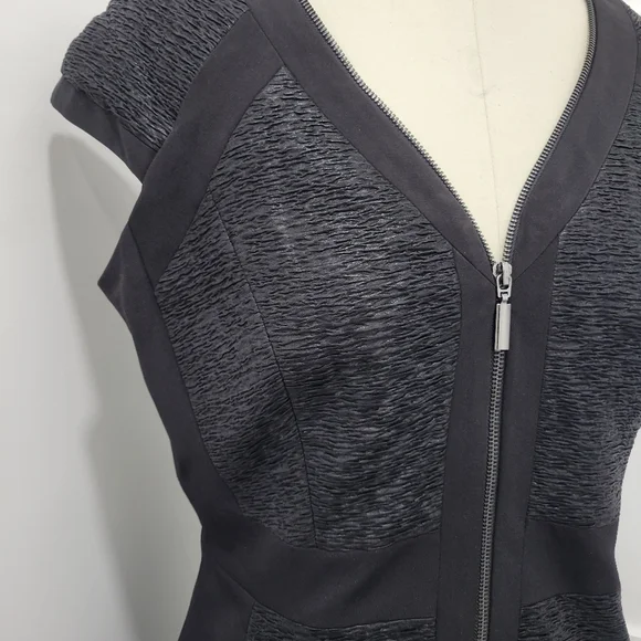 Dressbarn Women's Black Sleeve Front Zipper Mini Dress Size 12 - Picture 2 of 13